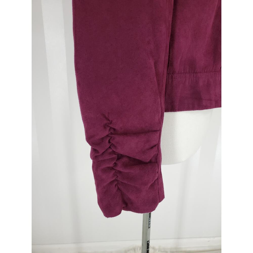 DRESSBARN Women's Dark Purple Open Front Velvet Jacket Sz S - Picture 7 of 11